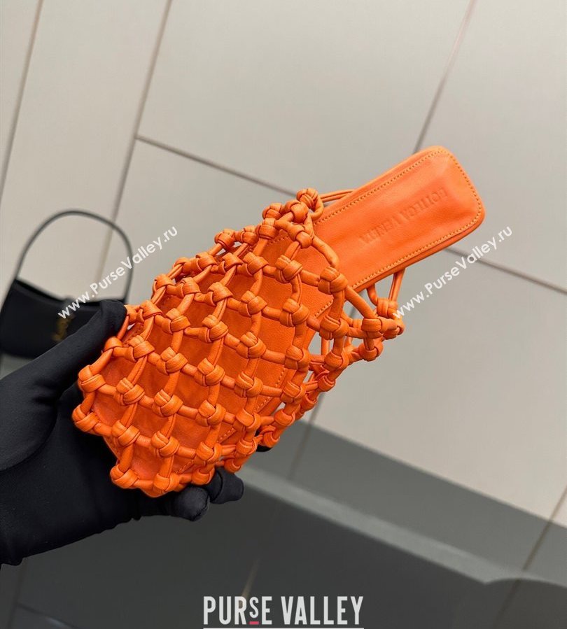 Bottega Veneta Riva Flat Slides Sandal in Woven Knotted Leather Orange 2025 (MD-250709067)