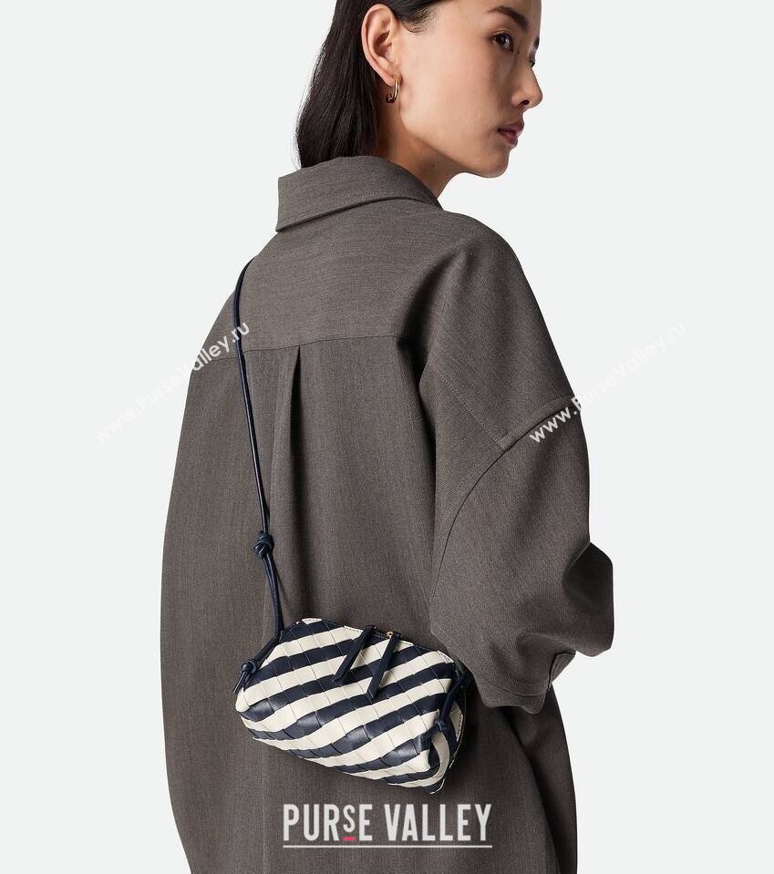 Bottega Veneta Intrecciato Leather Concert Pouch Mini bag Space Blue /chalk White 2025 794258 (WT-250801010)