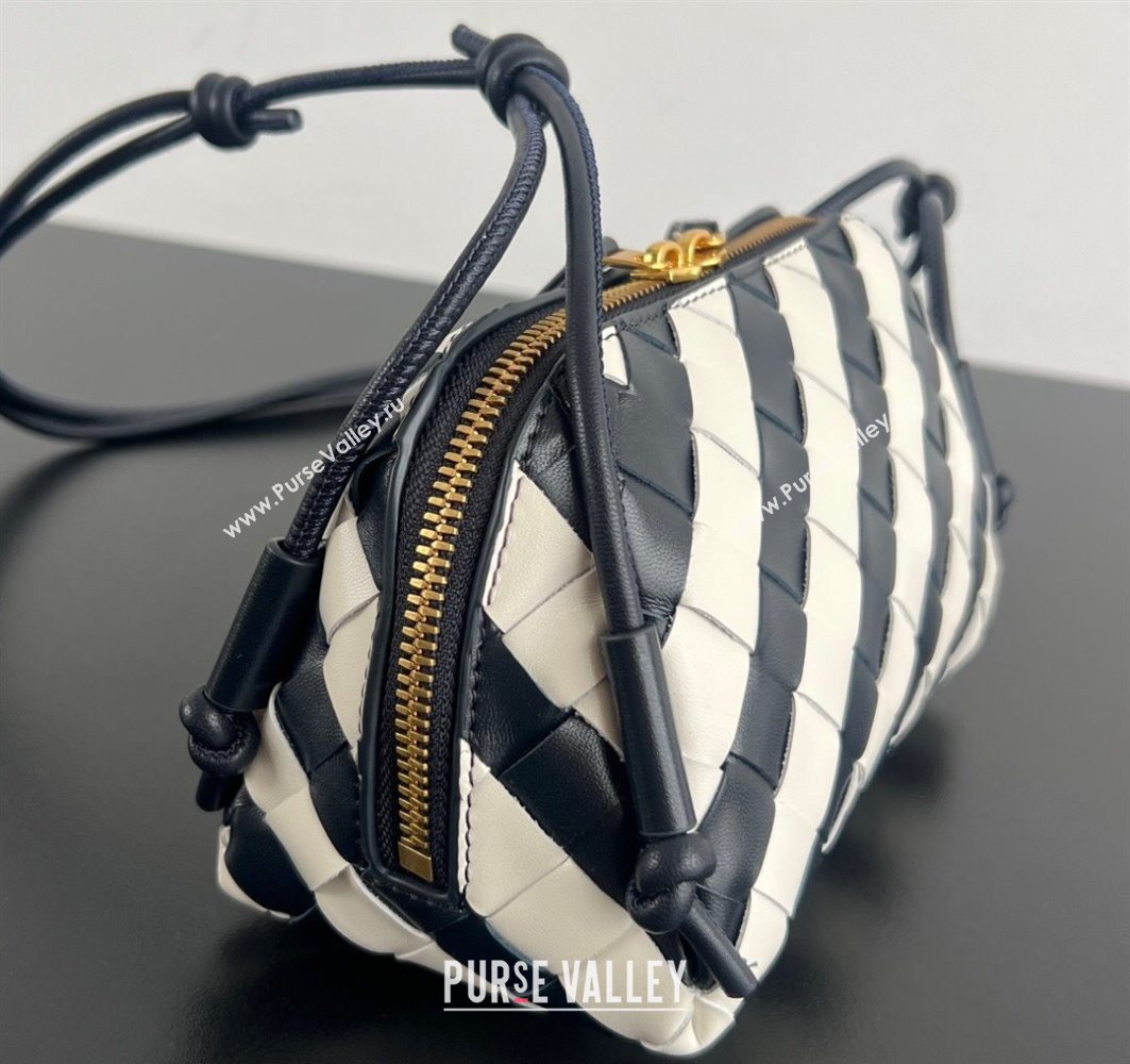 Bottega Veneta Intrecciato Leather Concert Pouch Mini bag Space Blue /chalk White 2025 794258 (WT-250801010)