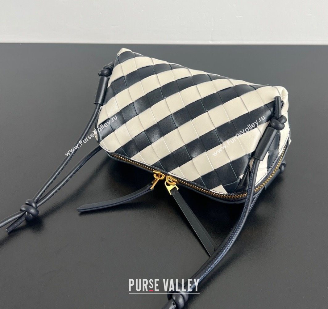 Bottega Veneta Intrecciato Leather Concert Pouch Mini bag Space Blue /chalk White 2025 794258 (WT-250801010)