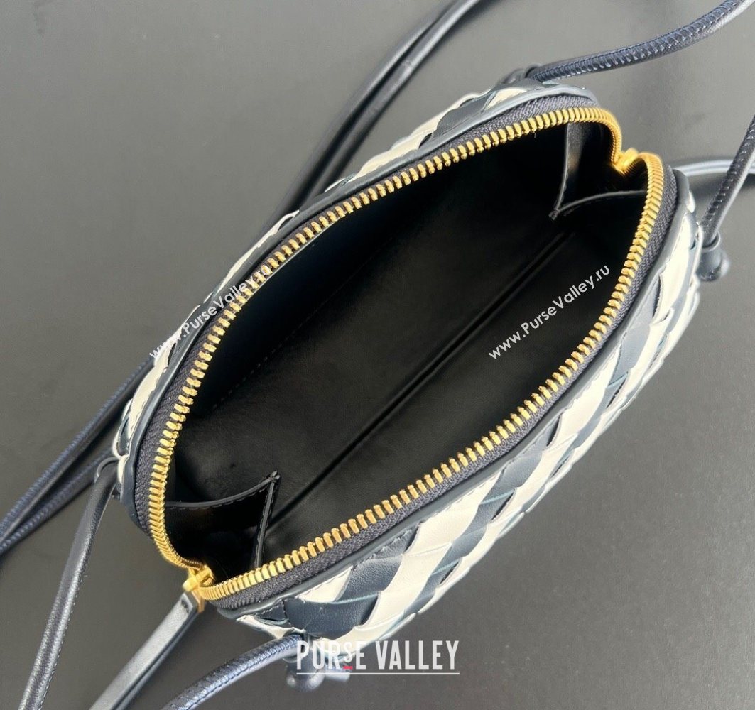 Bottega Veneta Intrecciato Leather Concert Pouch Mini bag Space Blue /chalk White 2025 794258 (WT-250801010)