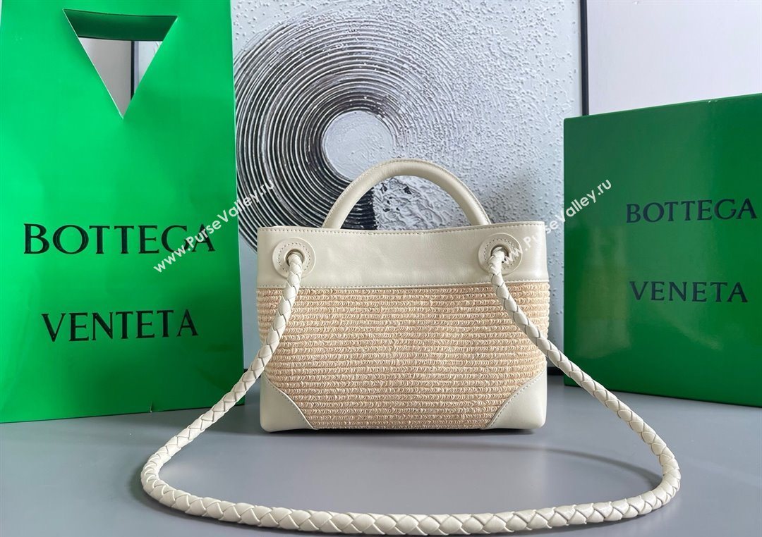 Bottega Veneta Small Andiamo Top Handle Bag in Raffia Straw and Leather Sea Sault 2025 743568 (WT-250731032)