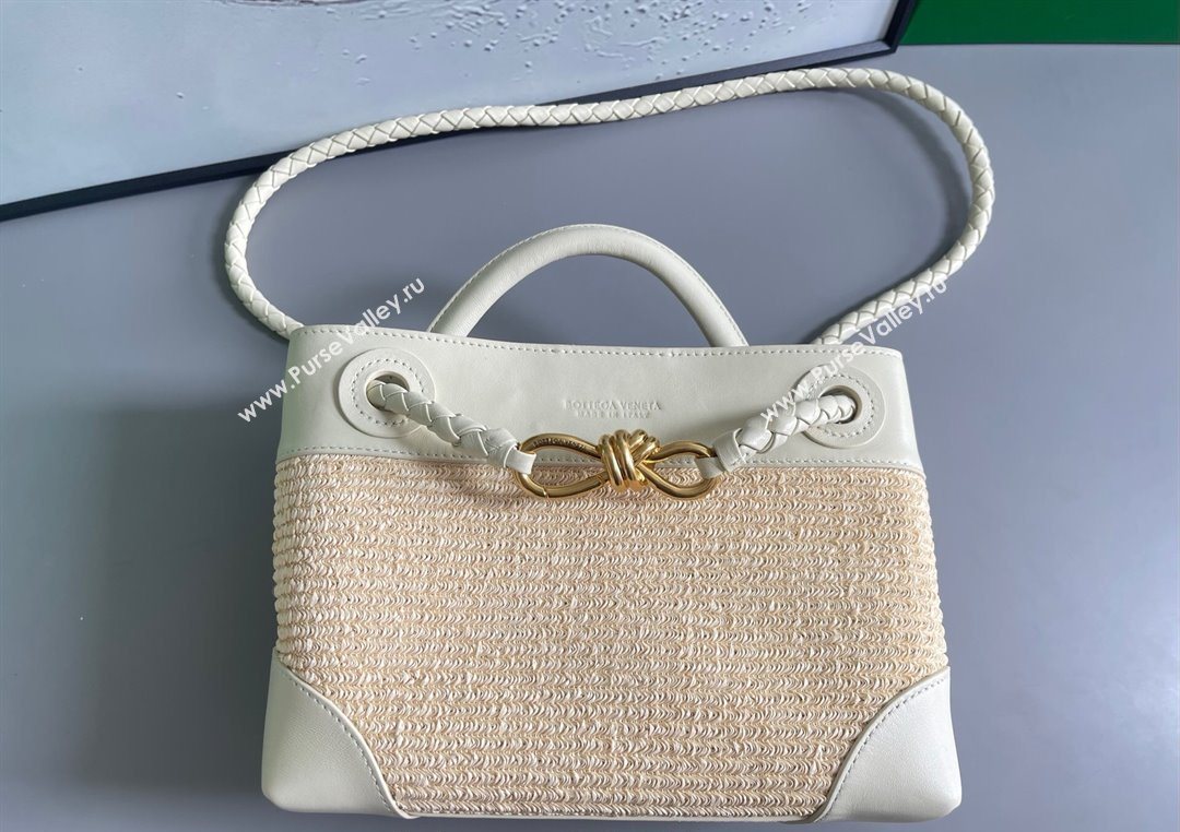 Bottega Veneta Small Andiamo Top Handle Bag in Raffia Straw and Leather Sea Sault 2025 743568 (WT-250731032)