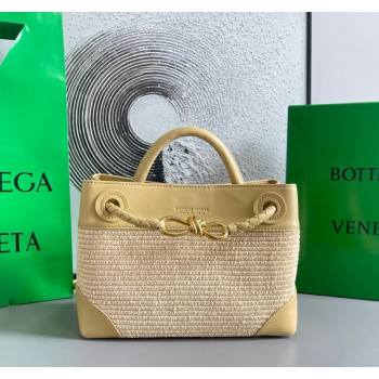 Bottega Veneta Small Andiamo Top Handle Bag in Raffia Straw and Leather Yellow 2025 743568 (WT-250731034)