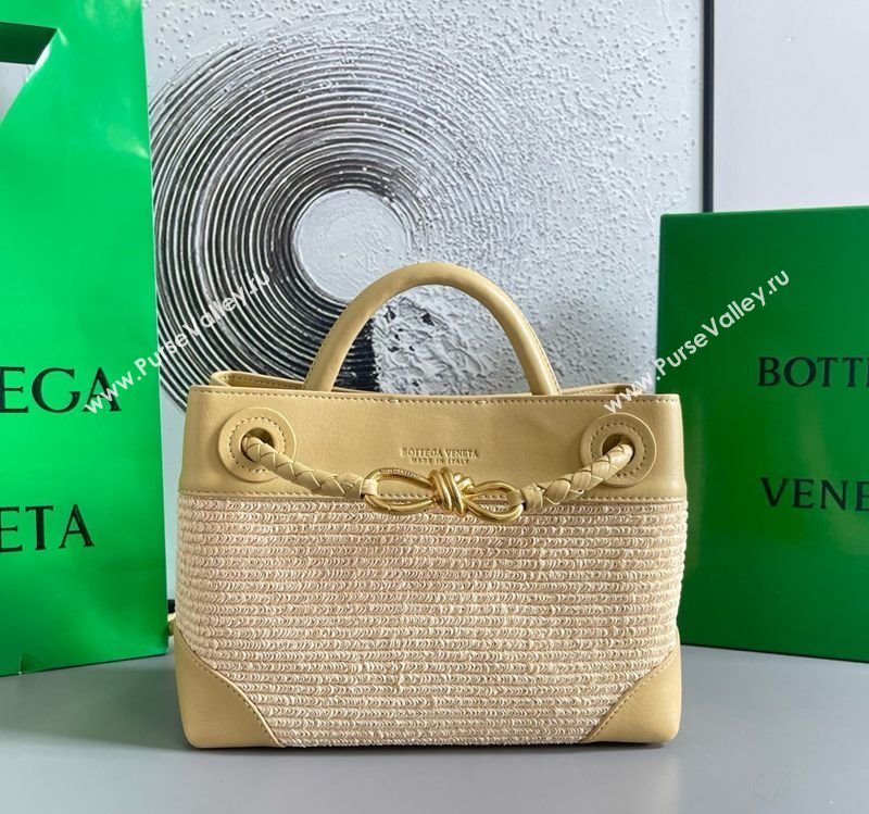Bottega Veneta Small Andiamo Top Handle Bag in Raffia Straw and Leather Yellow 2025 743568 (WT-250731034)