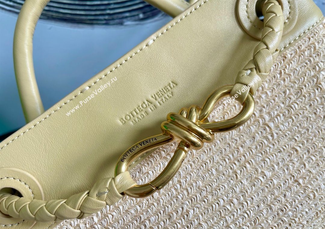 Bottega Veneta Small Andiamo Top Handle Bag in Raffia Straw and Leather Yellow 2025 743568 (WT-250731034)