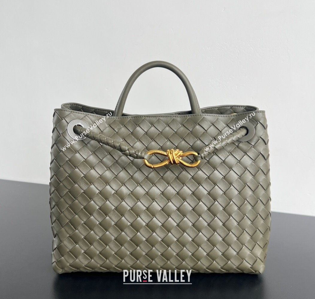 Bottega Veneta Medium Andiamo Top Handle Bag in Intrecciato Leather Cypress Green 2025 (WT-250731001)