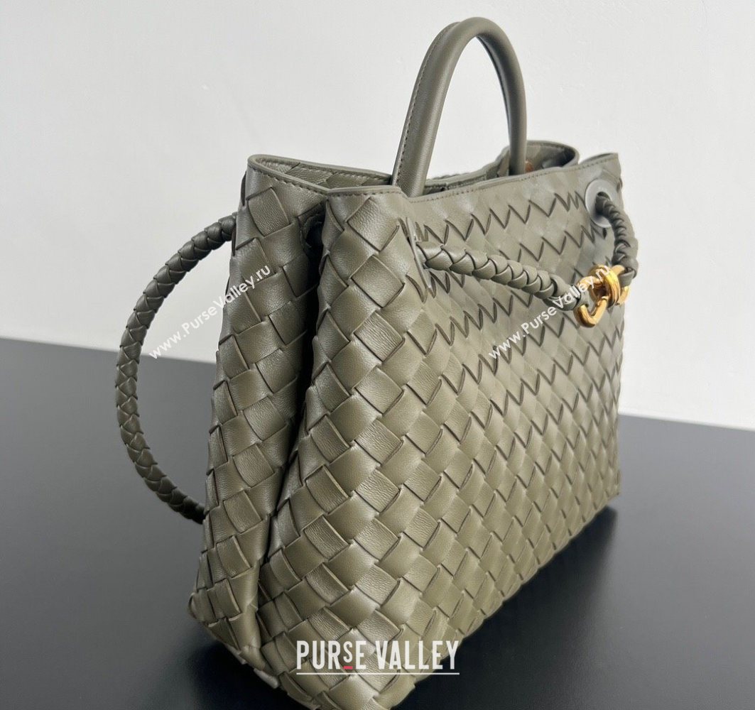 Bottega Veneta Medium Andiamo Top Handle Bag in Intrecciato Leather Cypress Green 2025 (WT-250731001)