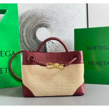Bottega Veneta Small Andiamo Top Handle Bag in Raffia Straw and Leather Red 2025 743568 (WT-250731036)