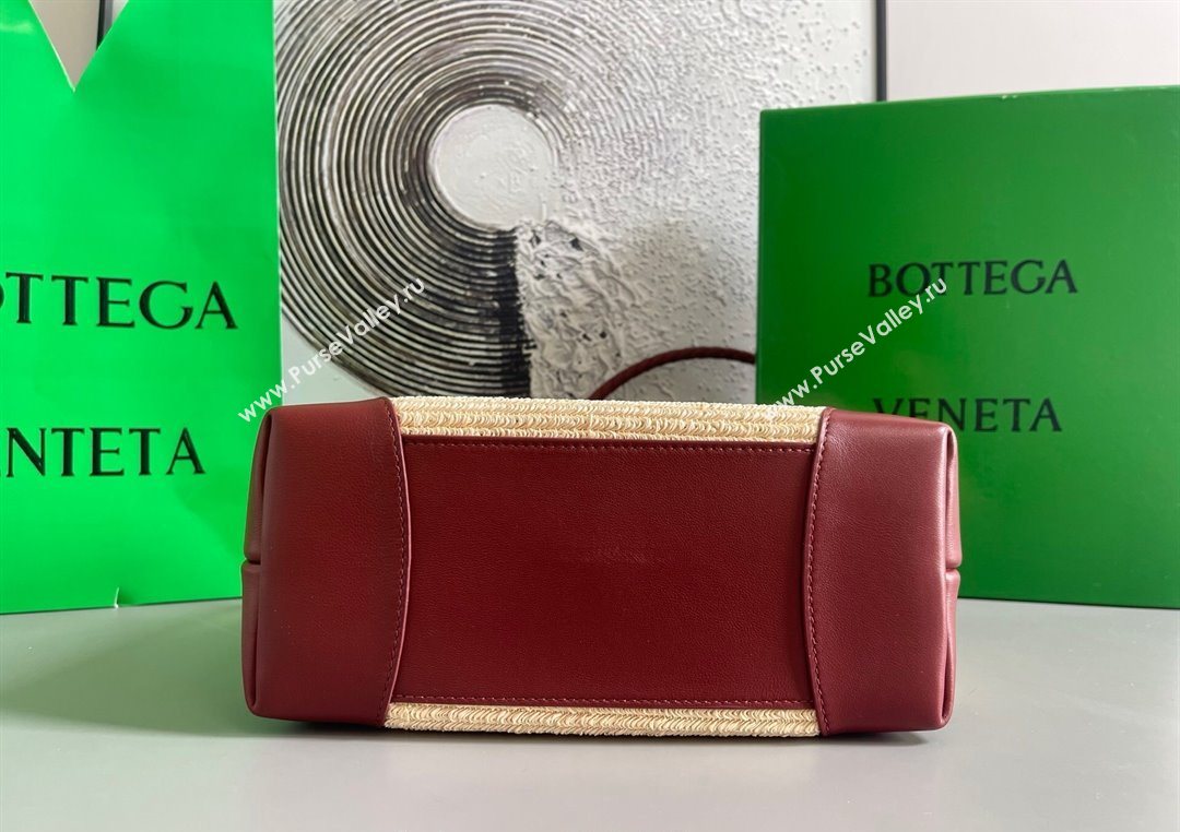 Bottega Veneta Small Andiamo Top Handle Bag in Raffia Straw and Leather Red 2025 743568 (WT-250731036)