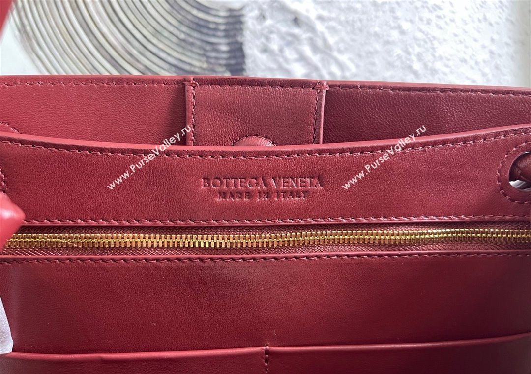 Bottega Veneta Small Andiamo Top Handle Bag in Raffia Straw and Leather Red 2025 743568 (WT-250731036)