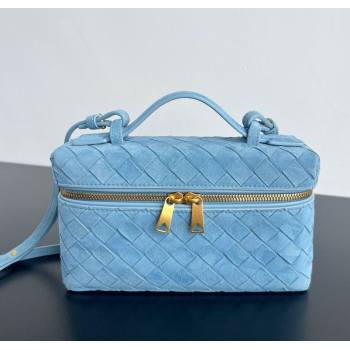Bottega Veneta Bang Bang Vanity Case in Intrecciato Suede Light Blue 2025 789109 (WT-250801011)