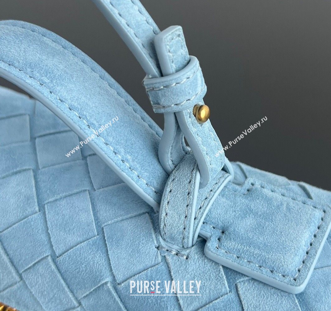 Bottega Veneta Bang Bang Vanity Case in Intrecciato Suede Light Blue 2025 789109 (WT-250801011)