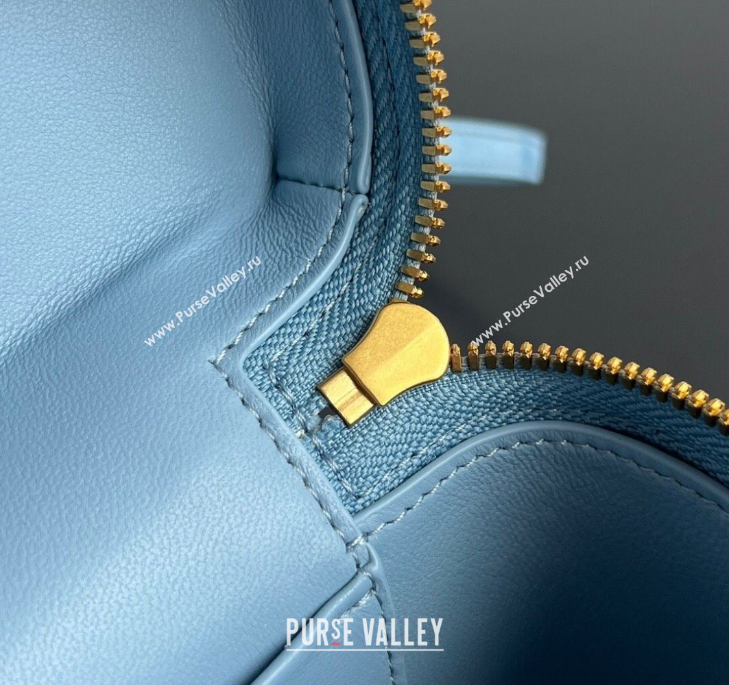 Bottega Veneta Bang Bang Vanity Case in Intrecciato Suede Light Blue 2025 789109 (WT-250801011)