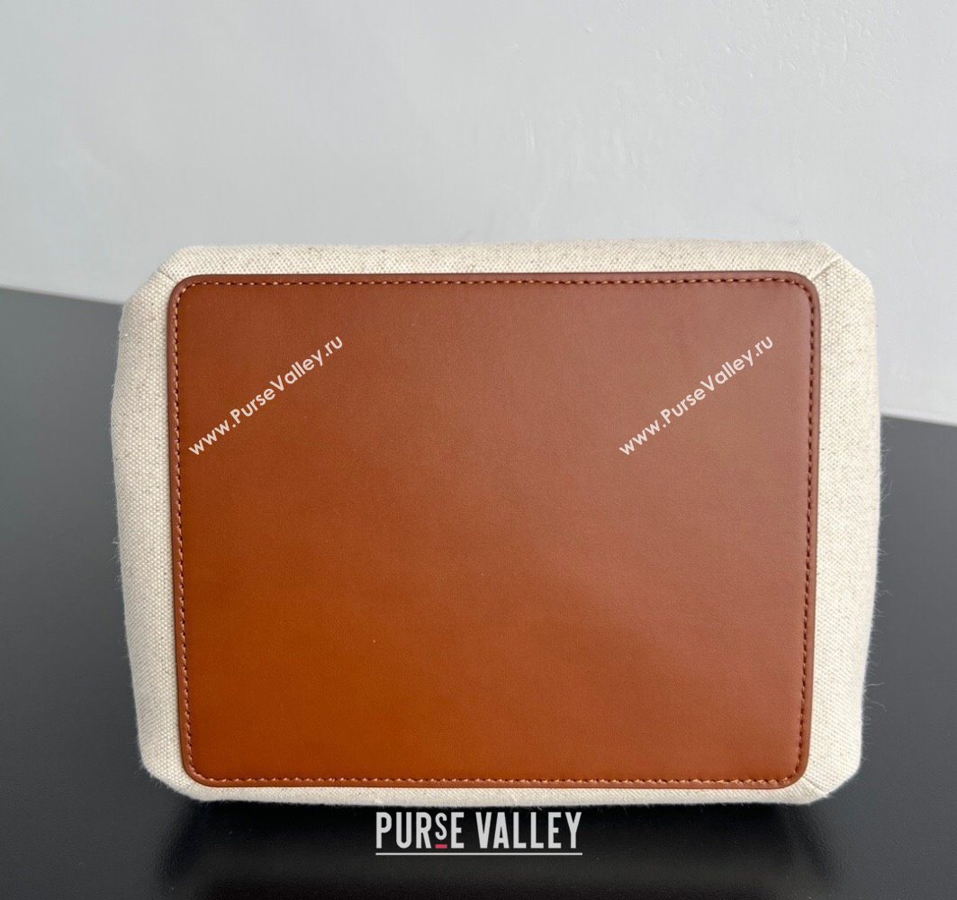 Bottega Veneta Small Parachute Shoulder Bag in Canvas and Leather Lightwood Brown 2025 826220 (WT-250801005)