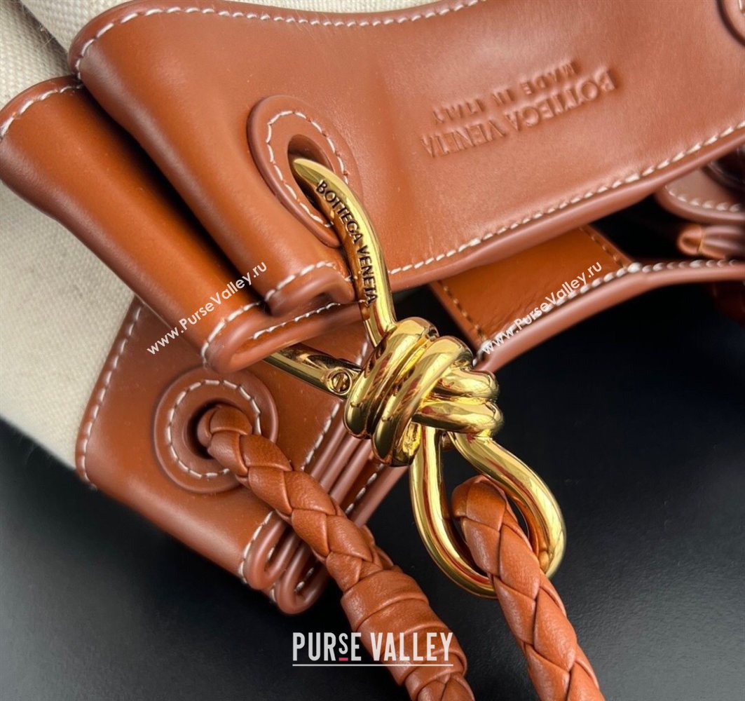 Bottega Veneta Small Parachute Shoulder Bag in Canvas and Leather Lightwood Brown 2025 826220 (WT-250801005)