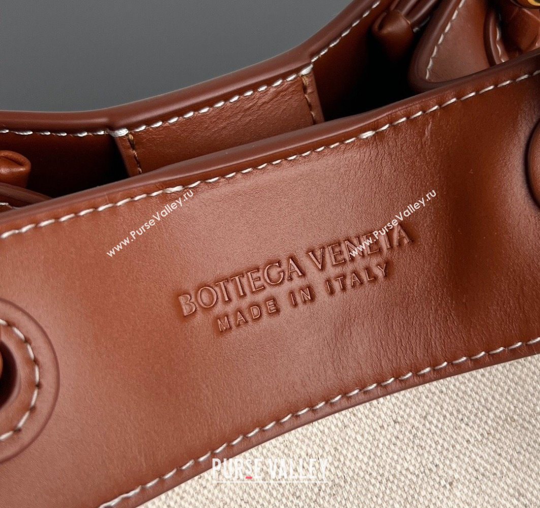 Bottega Veneta Small Parachute Shoulder Bag in Canvas and Leather Lightwood Brown 2025 826220 (WT-250801005)