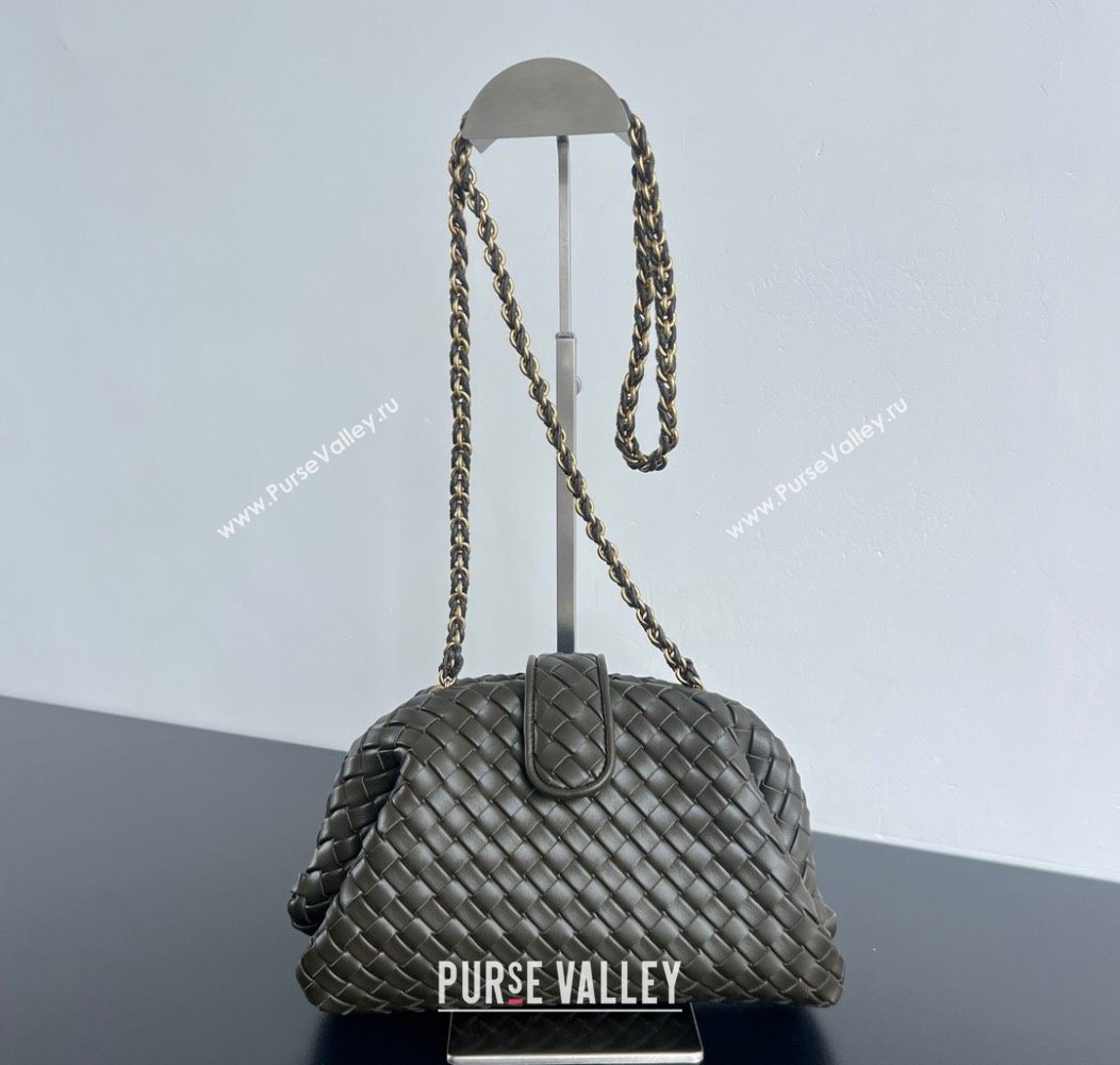 Bottega Veneta Small Lauren 1980 Chain Bag in Padded Intrecciato Leather Cypress Green 2025 804038 (WT-250801016)