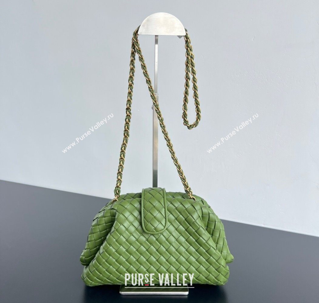 Bottega Veneta Small Lauren 1980 Chain Bag in Padded Intrecciato Leather Matcha Green 2025 804038 (WT-250801017)