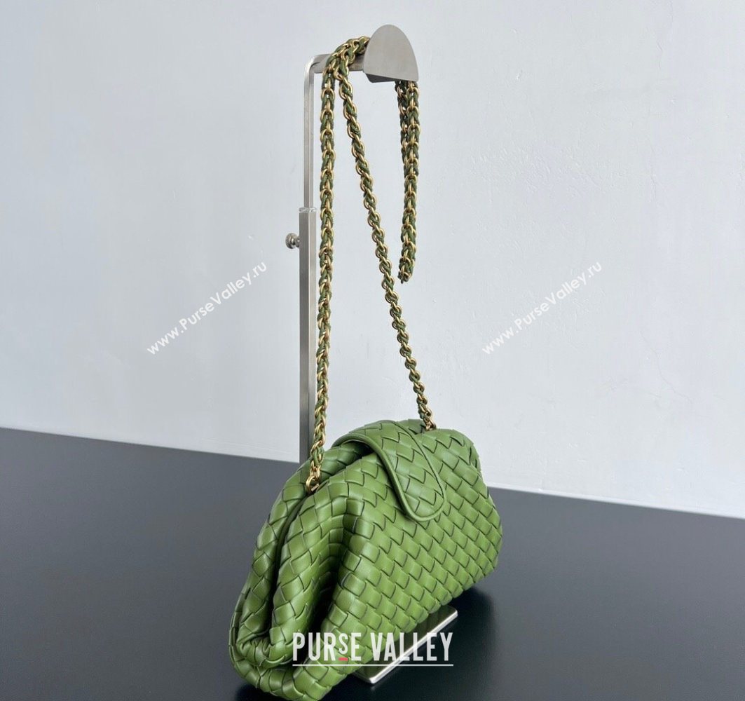 Bottega Veneta Small Lauren 1980 Chain Bag in Padded Intrecciato Leather Matcha Green 2025 804038 (WT-250801017)