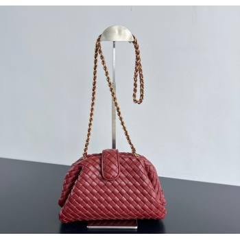 Bottega Veneta Small Lauren 1980 Chain Bag in Padded Intrecciato Leather Sapele Red 2025 804038 (WT-250801018)