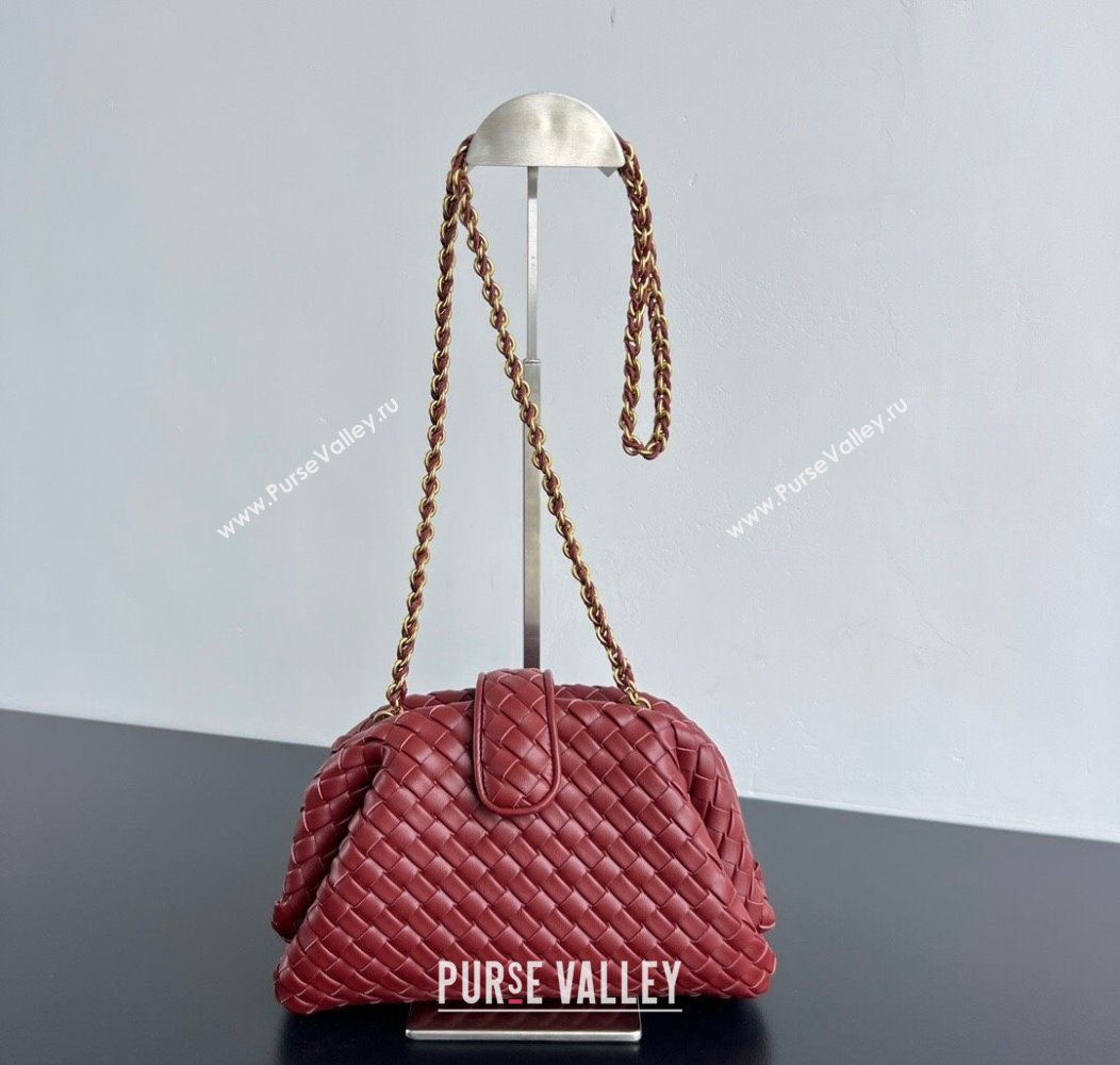 Bottega Veneta Small Lauren 1980 Chain Bag in Padded Intrecciato Leather Sapele Red 2025 804038 (WT-250801018)