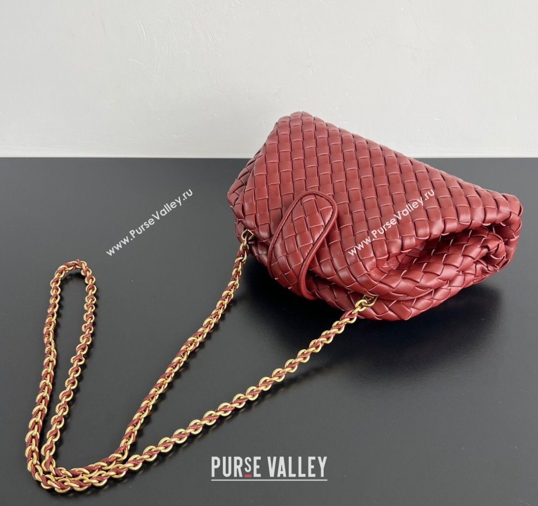 Bottega Veneta Small Lauren 1980 Chain Bag in Padded Intrecciato Leather Sapele Red 2025 804038 (WT-250801018)