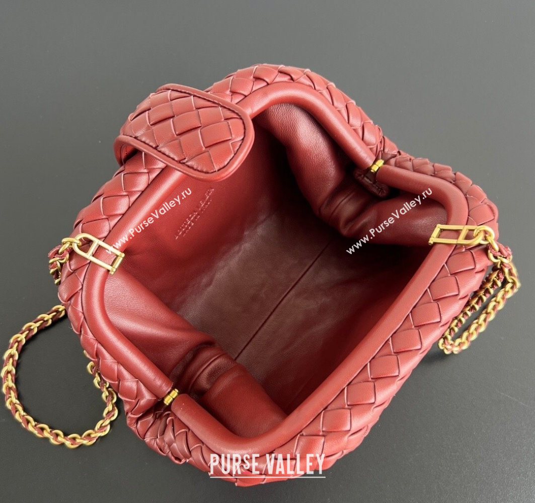 Bottega Veneta Small Lauren 1980 Chain Bag in Padded Intrecciato Leather Sapele Red 2025 804038 (WT-250801018)