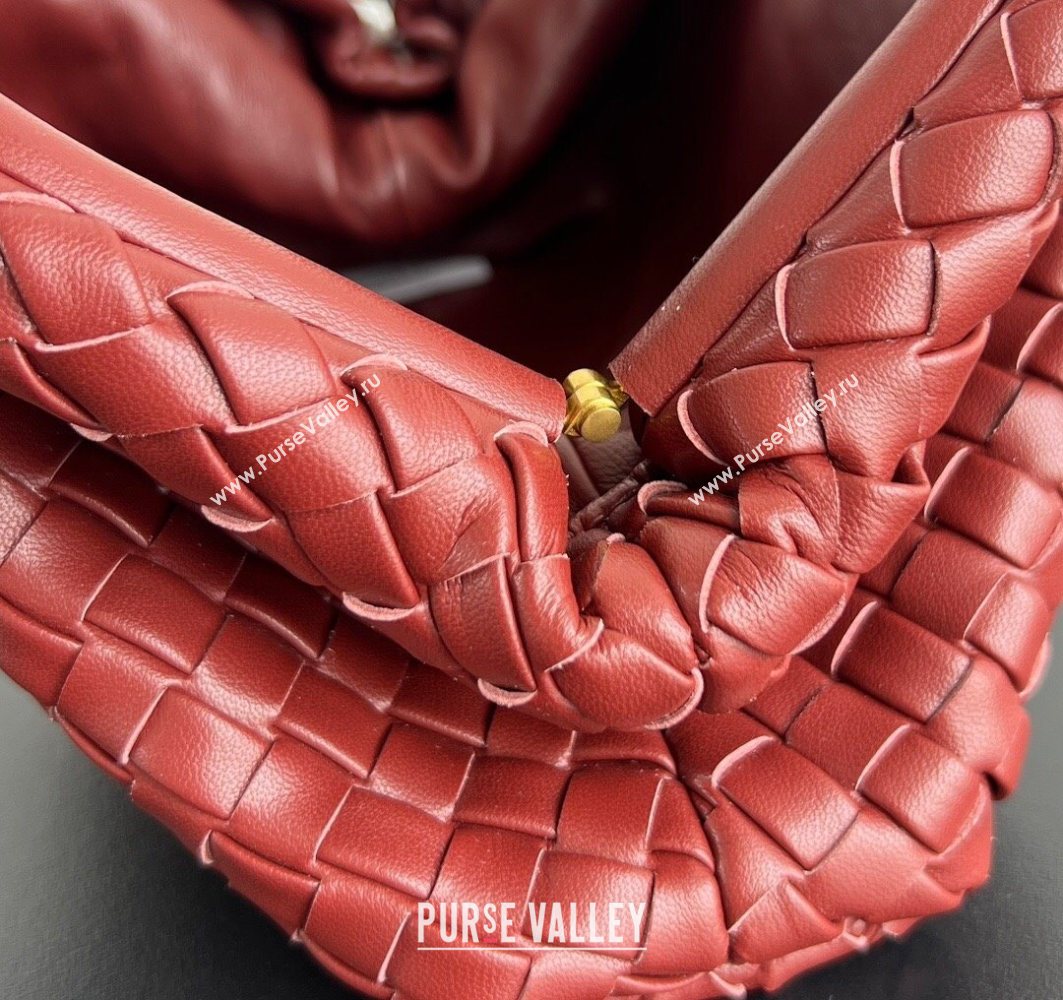Bottega Veneta Small Lauren 1980 Chain Bag in Padded Intrecciato Leather Sapele Red 2025 804038 (WT-250801018)