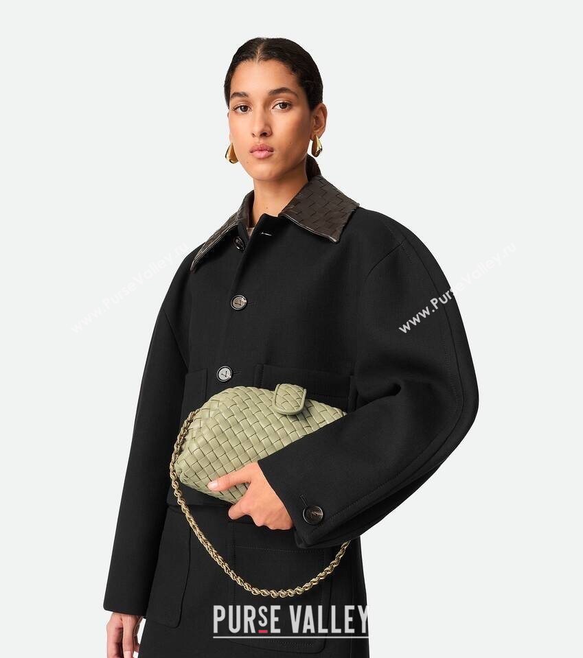 Bottega Veneta Small Lauren 1980 Chain Bag in Padded Intrecciato Leather Travertine Green 2025 804038 (WT-250801019)