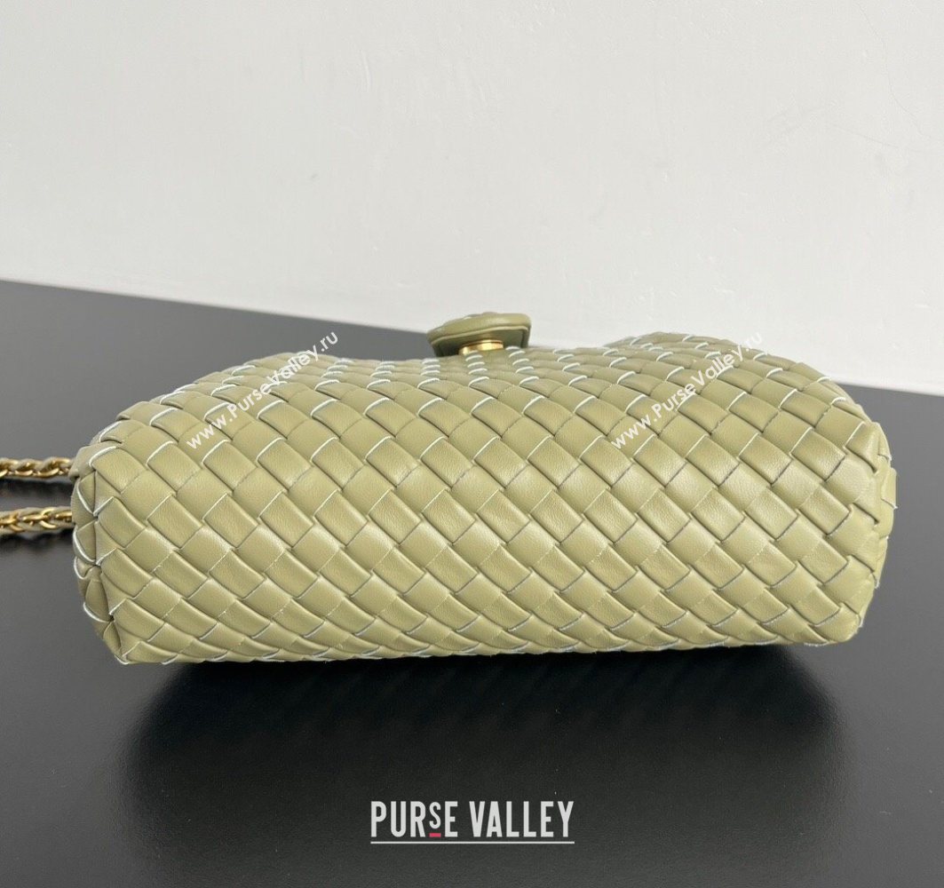 Bottega Veneta Small Lauren 1980 Chain Bag in Padded Intrecciato Leather Travertine Green 2025 804038 (WT-250801019)