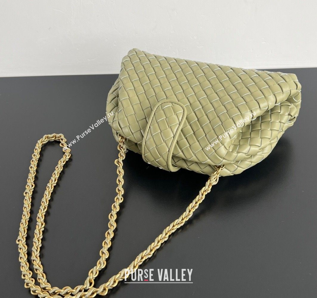 Bottega Veneta Small Lauren 1980 Chain Bag in Padded Intrecciato Leather Travertine Green 2025 804038 (WT-250801019)