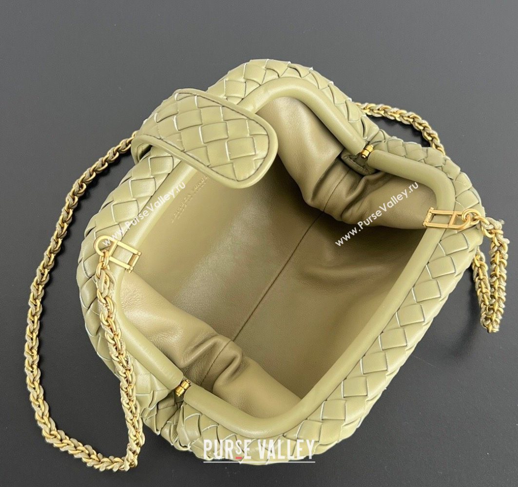 Bottega Veneta Small Lauren 1980 Chain Bag in Padded Intrecciato Leather Travertine Green 2025 804038 (WT-250801019)