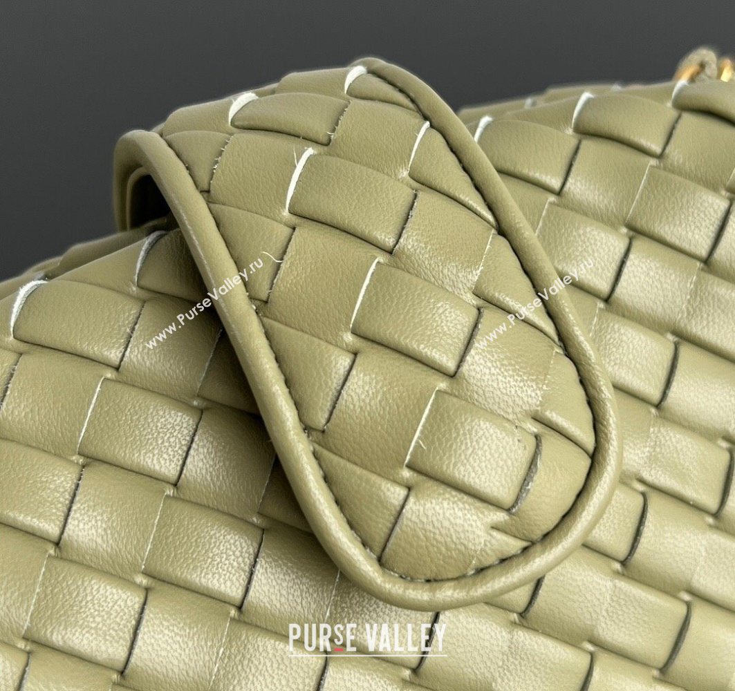 Bottega Veneta Small Lauren 1980 Chain Bag in Padded Intrecciato Leather Travertine Green 2025 804038 (WT-250801019)