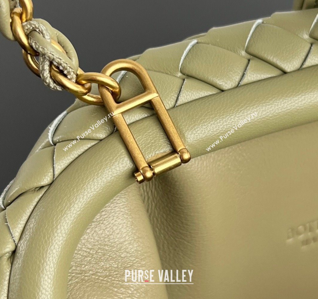 Bottega Veneta Small Lauren 1980 Chain Bag in Padded Intrecciato Leather Travertine Green 2025 804038 (WT-250801019)