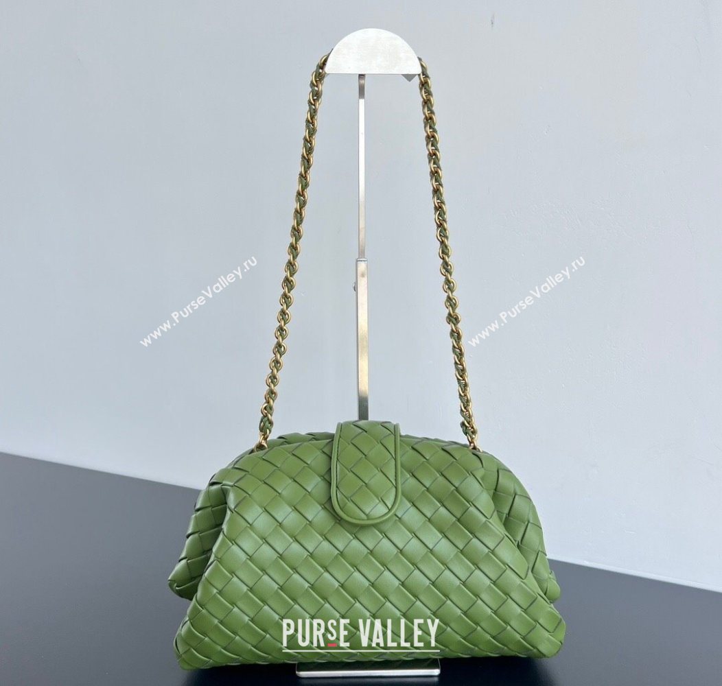 Bottega Veneta Lauren 1980 Clutch bag With Chain in Intrecciato Leather Matcha Green 2025 785807 (WT-250801021)