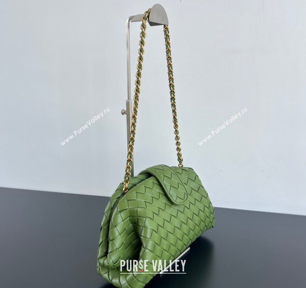 Bottega Veneta Lauren 1980 Clutch bag With Chain in Intrecciato Leather Matcha Green 2025 785807 (WT-250801021)