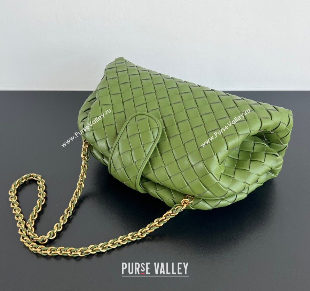 Bottega Veneta Lauren 1980 Clutch bag With Chain in Intrecciato Leather Matcha Green 2025 785807 (WT-250801021)
