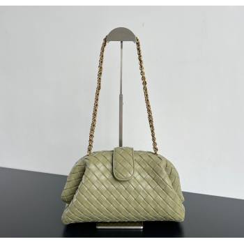 Bottega Veneta Lauren 1980 Clutch bag With Chain in Intrecciato Leather Travertine Green 2025 785807 (WT-250801020)