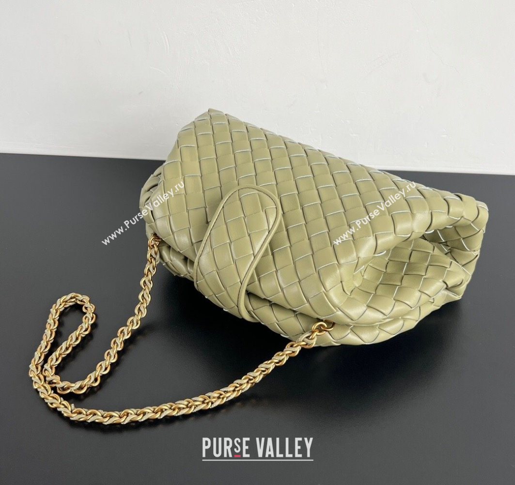 Bottega Veneta Lauren 1980 Clutch bag With Chain in Intrecciato Leather Travertine Green 2025 785807 (WT-250801020)