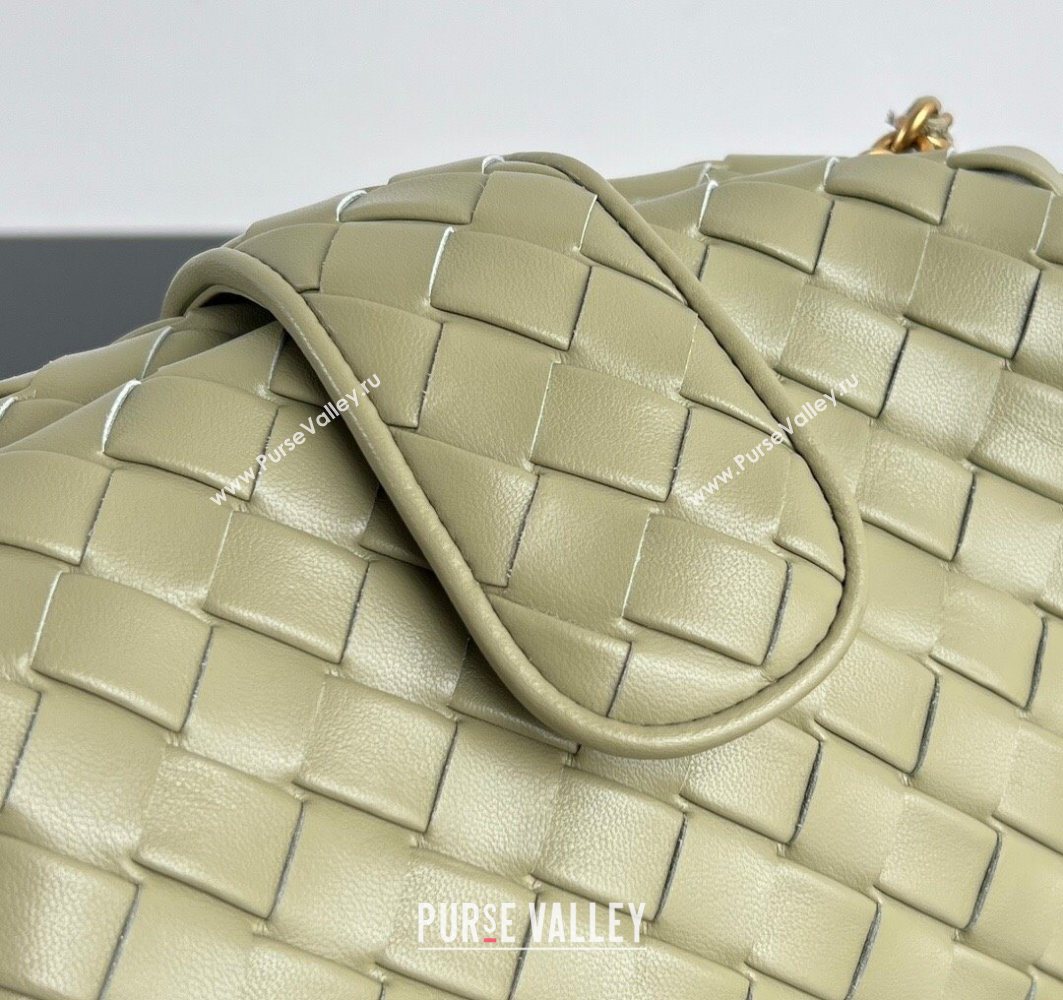 Bottega Veneta Lauren 1980 Clutch bag With Chain in Intrecciato Leather Travertine Green 2025 785807 (WT-250801020)