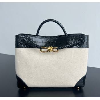 Bottega Veneta Medium Andiamo Top Handle Bag in Crocodile Embossed Leather and Canvas Black 2025 (WT-250731003)