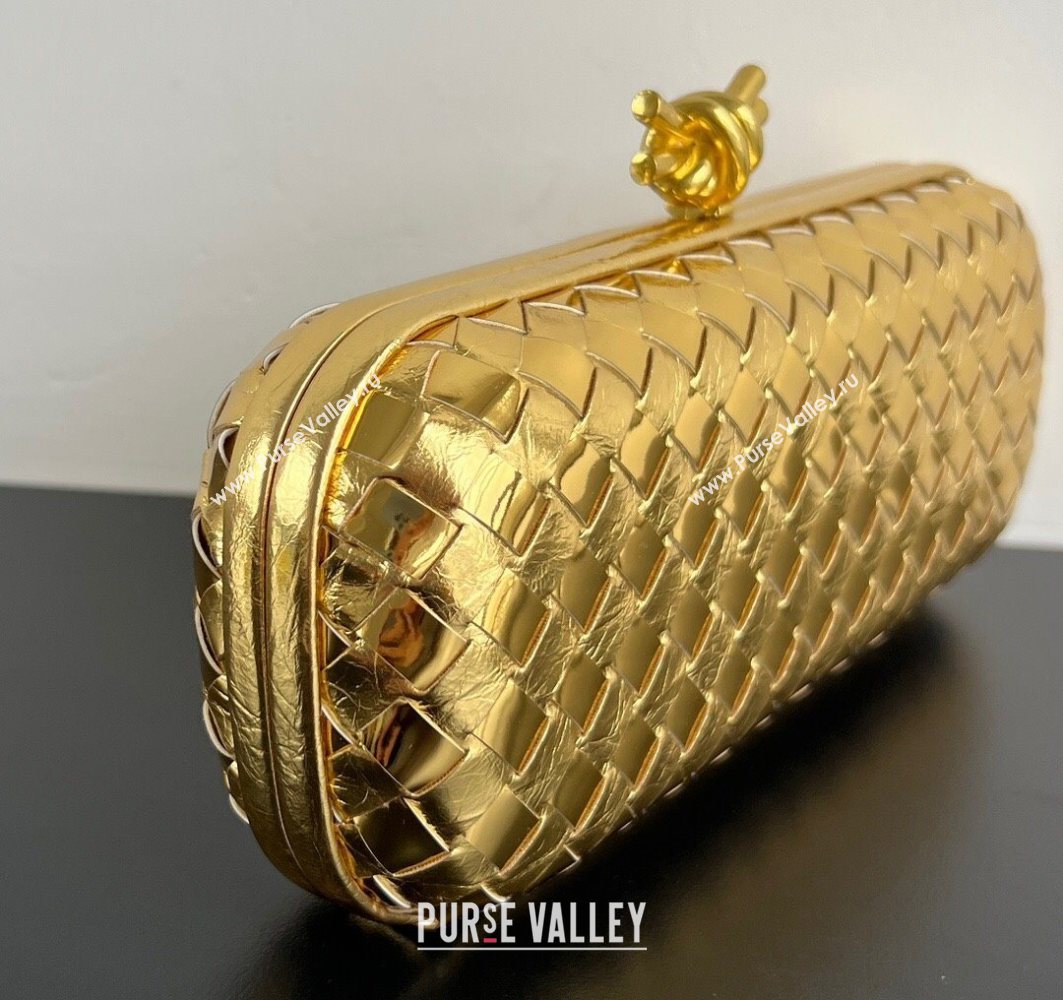 Bottega Veneta Knot Long Clutch in Intreccio Leather Gold-Tone 2025 0801 (WT-250801022)