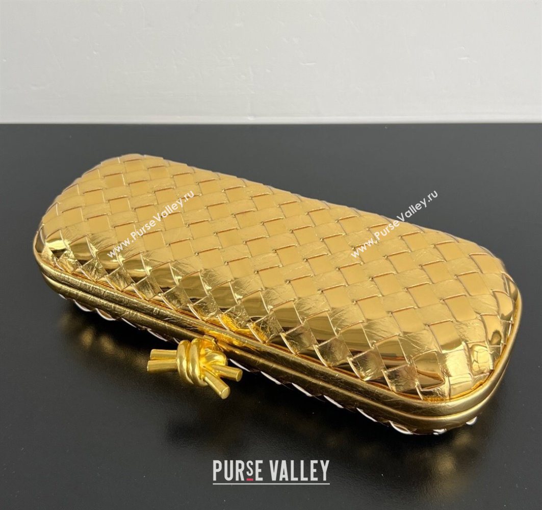 Bottega Veneta Knot Long Clutch in Intreccio Leather Gold-Tone 2025 0801 (WT-250801022)