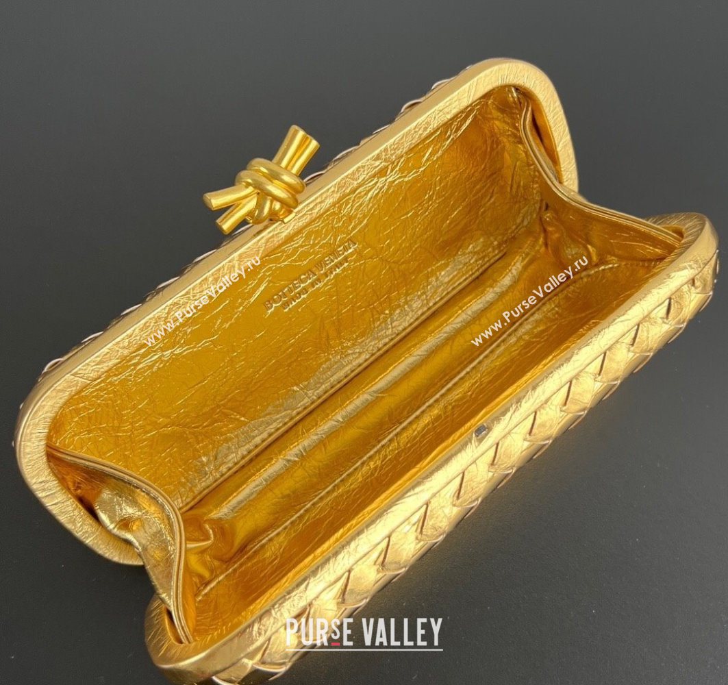 Bottega Veneta Knot Long Clutch in Intreccio Leather Gold-Tone 2025 0801 (WT-250801022)