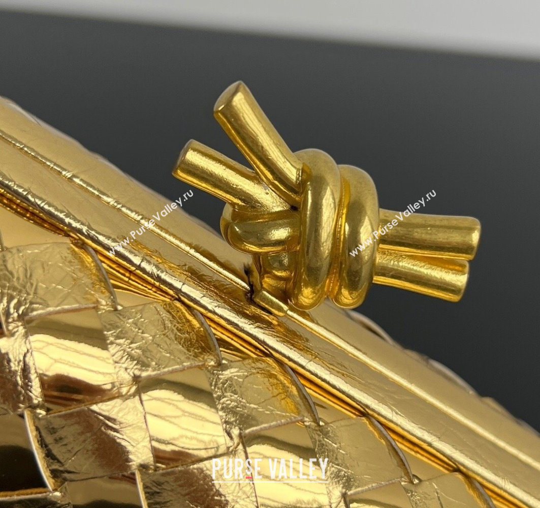 Bottega Veneta Knot Long Clutch in Intreccio Leather Gold-Tone 2025 0801 (WT-250801022)