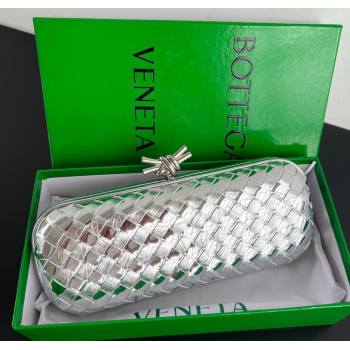 Bottega Veneta Knot Long Clutch in Intreccio Leather Silver-Tone 2025 0801 (WT-250801023)
