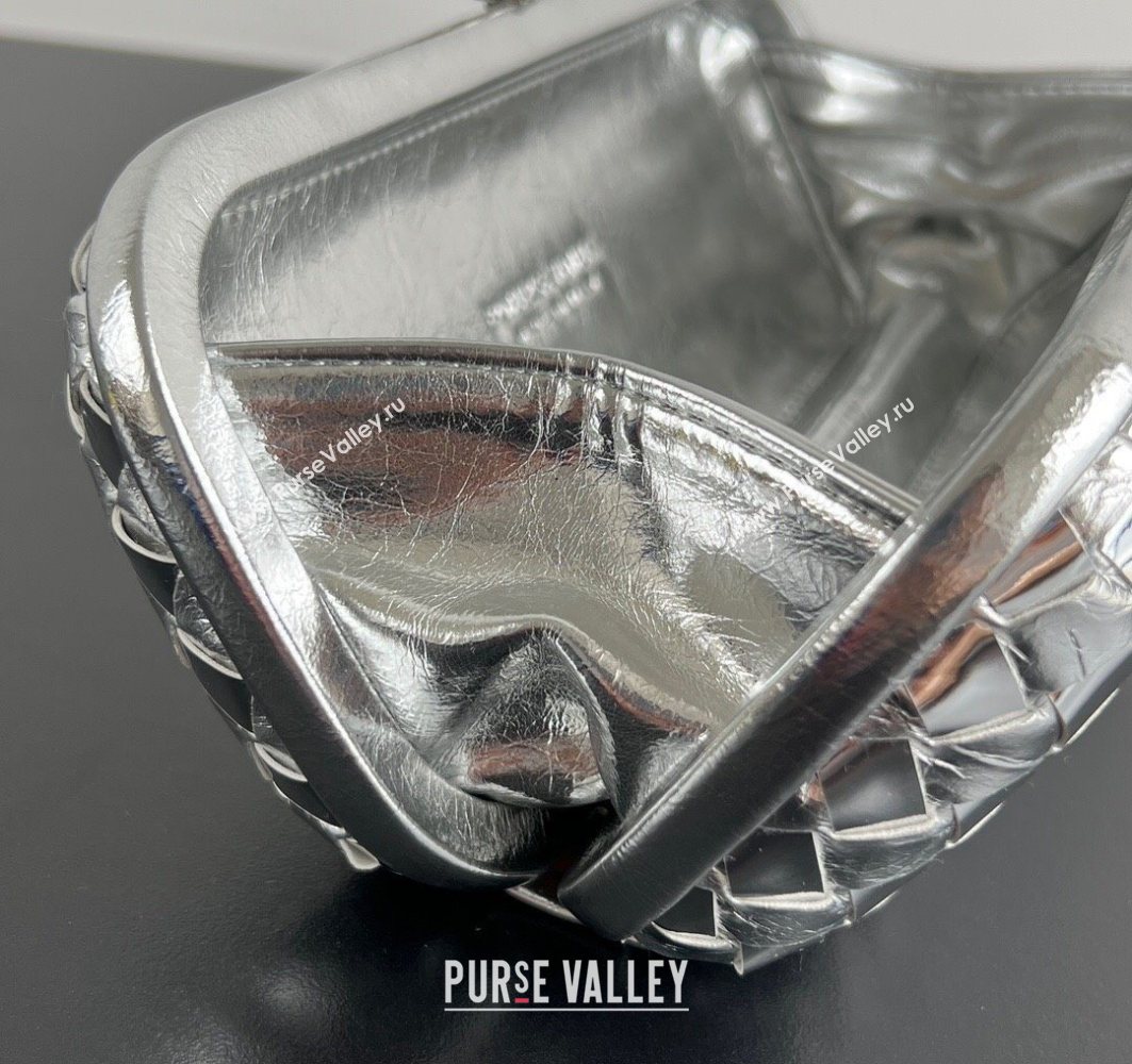 Bottega Veneta Knot Long Clutch in Intreccio Leather Silver-Tone 2025 0801 (WT-250801023)