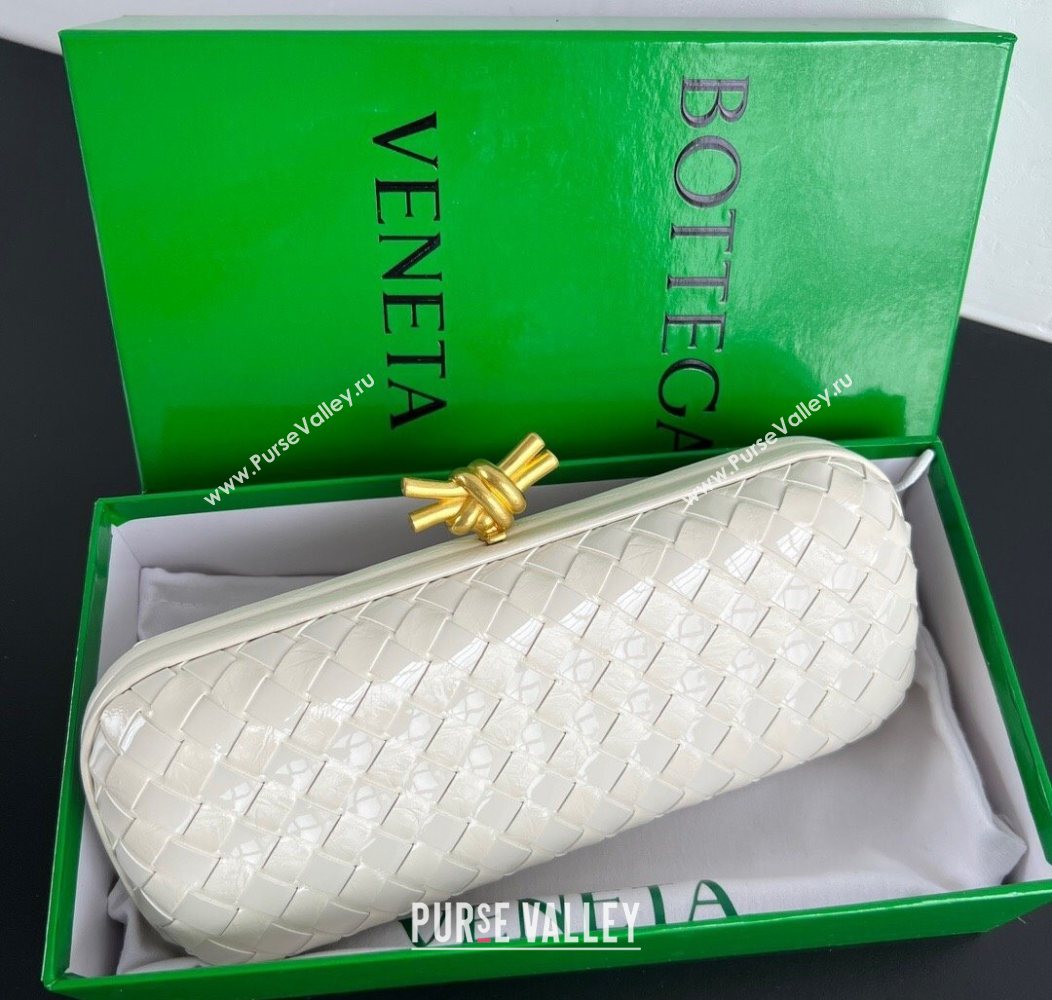 Bottega Veneta Knot Long Clutch in Intreccio Leather Milk White 2025 0801 (WT-250801024)