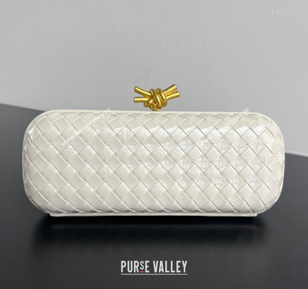 Bottega Veneta Knot Long Clutch in Intreccio Leather Milk White 2025 0801 (WT-250801024)